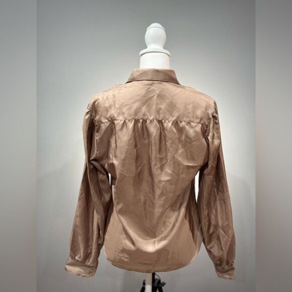 CLEARANCE! Tan Vintage Collared Blouse Size 11/12 EUC - Picture 2 of 3